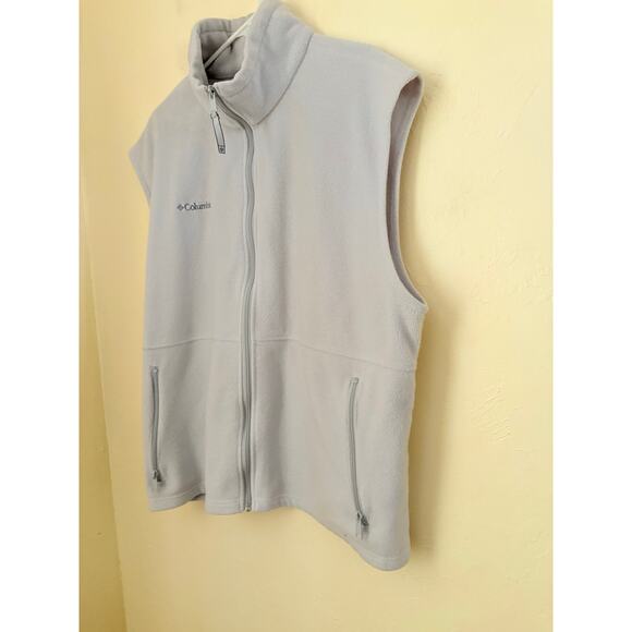 Columbia Men's XXL Full Zip Fleece Vest Gray Soft Warm Outdoor Layering - Picture 2 of 6